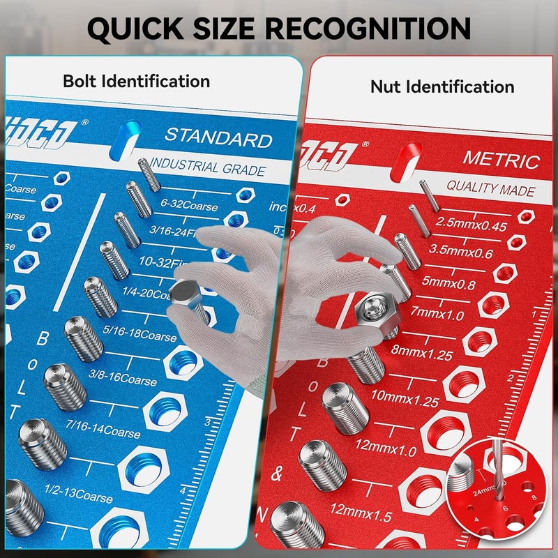 PUIOCO Store 62 Nut and Bolt Thread Checker Standard and Metric, Bolt Size and Thread Gauge with 25 SAE & 25 Metric & 12 Drill Bit Gauge,Bolt and Nut Identifier Gauge for Nut Bolt Size Finder in Narrow Tricky Area - Image 3
